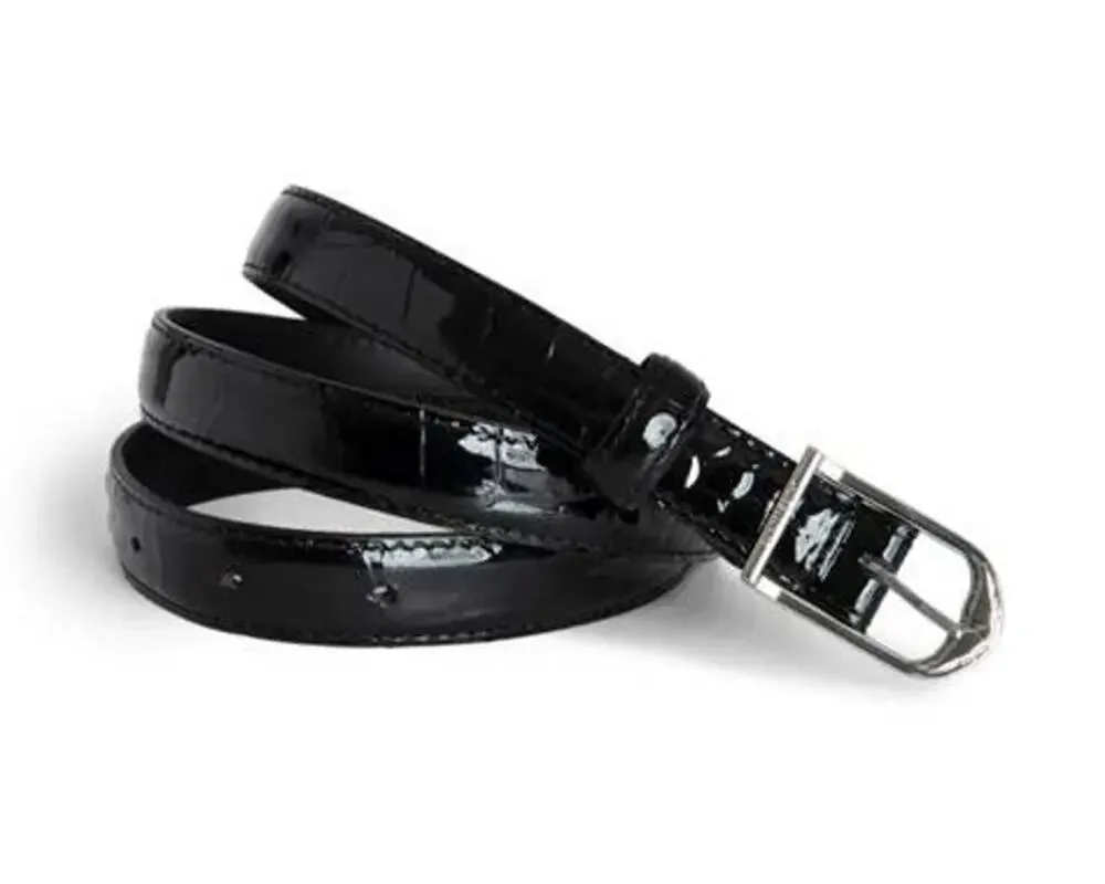 Zadig & Voltaire Rise 20mm Embossed Croco Belt Black Large NWT Quiet Luxury Thin